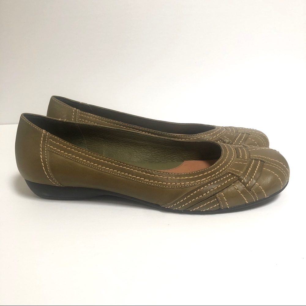 Nurture 8.5 Ballet Flats Army Green Olive Stitch